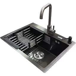 Комплект мийка + змішувач Romzha Arta U-550S BL (B)