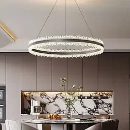 Волшебная подвесная люстра в черном корпусе с кольцом Ø 80 см Ст. MJ304-800 BK | Line F