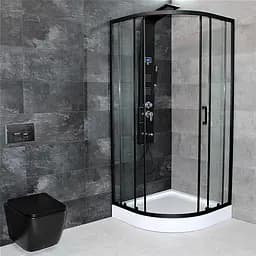 Душова кабіна Dusel EF-182B Black Matt 100x100, Чорний матовий, Універсальна, прозрачний, Чорний матовий, 100x100 - мініатюра 4