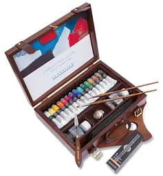 Дерев'яний набір олійних фарб Sennelier Extra-Fine, 15 туб по 21 мл + аксесуари