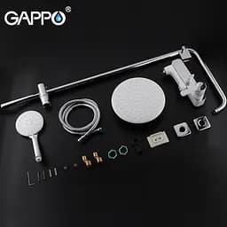 Душова система Gappo G2402-8, вилив - перемикач на лійку, білий/хром, Хром - мініатюра 6