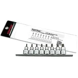 Комплект голівки з насадкою п'ятигранні з отвором 1/2 T20-T55 8 од. Toptul hoz0007973