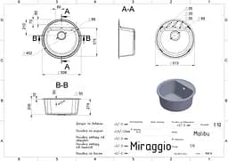 Кухонна мийка Miraggio MALIBU black (0002258) Граніт, Врізна, Чорний - мініатюра 2