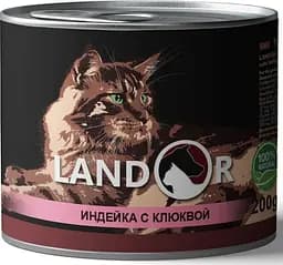 Влажный корм LANDOR Полноценный сбалансированный для стерилизованных взрослых кошек индейка с клюквой 0,2 кг
