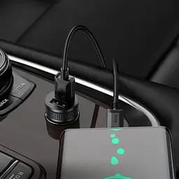 Адаптер автомобільний HOCO Type-C Cable Level dual port car charger Z49 2 USB 12 W чорний - мініатюра 5