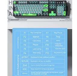 Клавіатура ігрова механічна Aula Mechanical F-2088 PRO Black-Gray, +10 keys Green, KRGD Blue - мініатюра 3