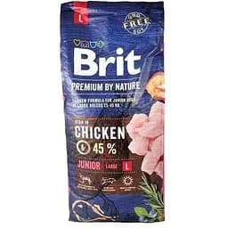 Сухой корм Brit Premium Dog Junior L для щенков и юниоров больших пород с курицей 15 кг