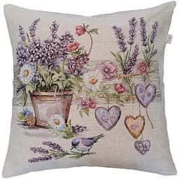Подушка гобеленова Прованс Лавандовий садочок Пташка в квітах 45х45 см (44314)