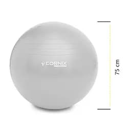 М'яч для фітнесу (фітбол) Cornix 75 см Anti-Burst Silver XR-0365 - мініатюра 4