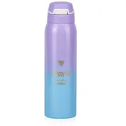 Термос "Happiness Comes" фиолетово-синий градиент нержавеющая сталь 500 мл