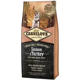 Сухий корм для цуценят і молодих собак великих порід Carnilove Salmon&Turkey Large Breed Puppy з лососем та індичкою 12 кг