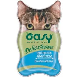 Влажный корм для взрослых кошек Oasy Delicatesse паштет с треской 85 г