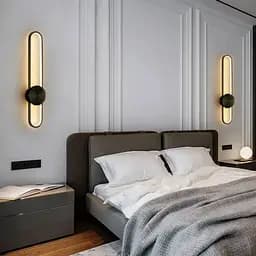 Видовжене бра Line F у металевому чорному корпусі 60 см Арт. W009/600 BK