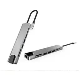 Концентратор XoKo Type-C to RJ45+HDMI+2xUSB 3.0+ TF,SD reader+ PD Type-C+ Type (XK-AC550-SL)