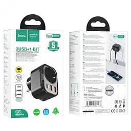 Мережевий фільтр Hoco NS3 Multifunctional socket ( including 1C2A PD20W fast charge ) ( EU / GER ) B - мініатюра 3