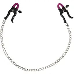 Зажимы для сосков на цепочке Bad Kitty Silicone Nipple Clamps 52 см серебристый