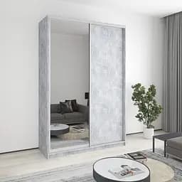 Шкаф-купе двухдверный MebelStar Стандарт AL ДСП/Зеркало 160x60x240 см Бетон (MBS-3768)