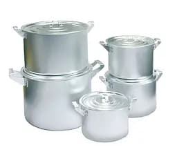 Набор из 5 матовых алюминиевых кастрюль с крышкой 2.5-3.5-4.5-6-20 л., Interos Серый 87001