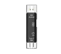 Багатофункціональний адаптер хаб кардрідер 5в1 Type-C Android USB 2.0 Black 