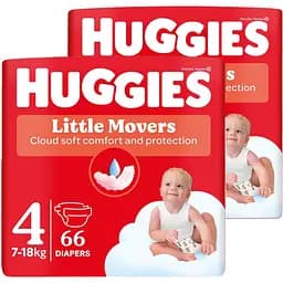 Набор подгузников Huggies Little Movers 4 (7-18 кг) 132 шт. (2 п. x 66 шт.)