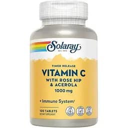 Вітаміни та мінерали Solaray Vitamin C 1000 mg Timed Release, 100 таблеток