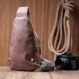 Жіноча компактна сумка Vintage через плече з екошкіри з акцентом на текстильну лямку 15х25х5 см sum0026968 - мініатюра 9