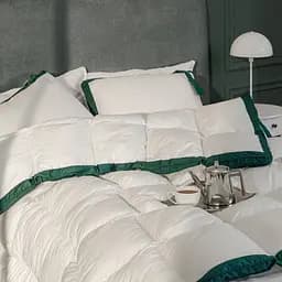 Ковдра MirSon Imperial Satin Luxe, літня, 240х220 см, біла із зеленим кантом - мініатюра 6