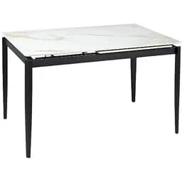 Обеденный стол Prestol Хит раскладной 1200/1800x800x750 молочный глянец черные ножки