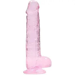 Фалоімітатор RealRock Crystal Clear 8" 21 см (рожевий)
