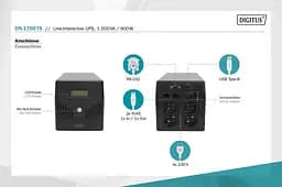 Джерело безперебійного живлення Assmann UPS LINE-INTERACTIVE 1500VA 900W DN-170075 Black - мініатюра 5