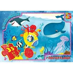 Детский пазл "Тайны океана" G-Toys GF02 плакат 35 элементов