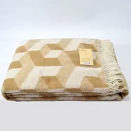 Плед жаккардовий вовняний Vladi Куб 140х200 біло-бежевий