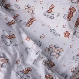Комплект постільної білизни MirSon Фланель 010 Teddy ballons білий євро (2200009654121) - мініатюра 4