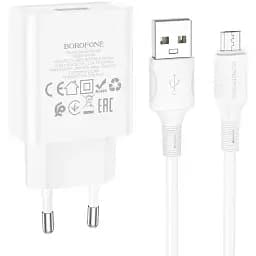 Адаптер мережевий Borofone Micro USB Cable Aspirer BA74A та кабель комплект білий
