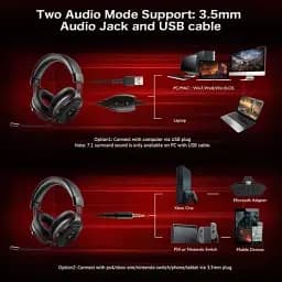 Універсальна Ігрова Гарнітура ONEODIO EKSA E900 PRO 7.1 USB Чорний - мініатюра 3
