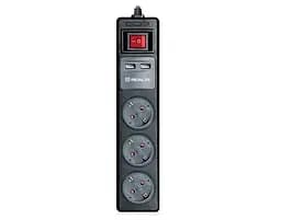 Фильтр питания REAL-EL RS-3 USB CHARGE 1.8m Black - мініатюра 1