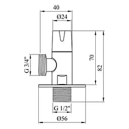 Кран приладовий Kroner KRP Eckventil C302 1/2"х3/4" ЗЗ (CV027382) - мініатюра 3