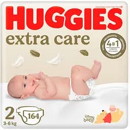 Набір підгузків Huggies Extra Care 2 (3-6 кг), 164 шт. (2 уп. х 82 шт.)