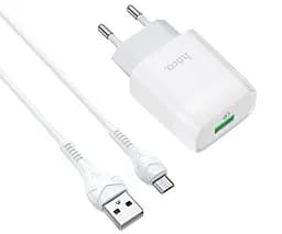 Зарядний комплект - Адаптер мережевий HOCO C72Q 3 ампери 18W швидкий Micro USB Glorious charger set білий