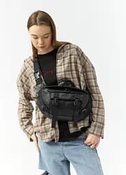 Большая женская поясная сумка бананка Sambag DynamicDart черная 38×21×7 см (80411101)