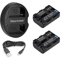 Запасна батарея Newmowa NP-FM50 (2 шт.) та портативний зарядний пристрій USB для Sony NP-FM50 DSC-R1 DSC-F828 DSC-F717 DSC-F707