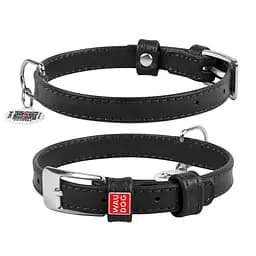 Нашийник для собак шкіряний Waudog Glamour з QR-паспортом без прикрас S Ш 15 мм Д 27-36 см чорний