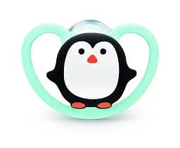 Пустушка силіконова NUK Space Пінгвін, ортодонтична, 18+ міс, салатовий (3952358)