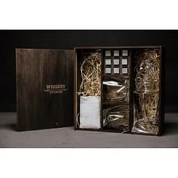 Подарунковий набір віскі Whiskey Stones з камінням для віскі в дерев'яному пеналі №3 + декантер і 2 склянки + щипці + мішечок - мініатюра 2