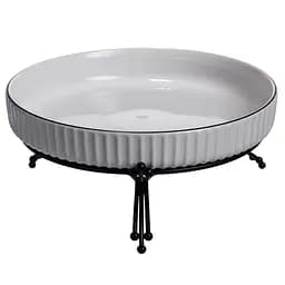 Фруктовниця порцелянова Yiwu на металевій підставці 25 см чорний LB-1572B