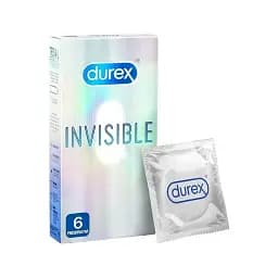 Презервативи Durex Invisible ультратонкі, гладкі, 6 шт натуральне відчуття, анатомічна форма, з лубрикантом