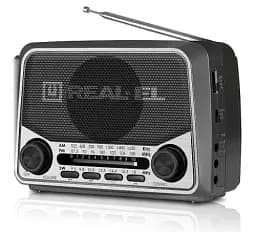 Радіоприймач 1.0 Real-El X-525 Grey, 3 Вт, пластиковий корпус, FM/AM/SW, USB, SD/microSD, акумулятор, ліхтарик