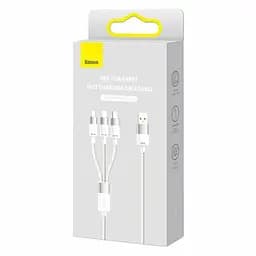 Кабель 3 в 1 Baseus Silky One-for-Three Fast Charging Cable USB-A to M+L+C 100W 1.5 м Білий - мініатюра 2