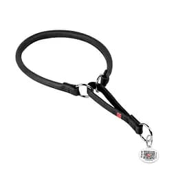 Ошейник-удавка для собак кожаная Waudog Soft с QR-паспортом круглая Д 13 мм Д 61-70 см черная