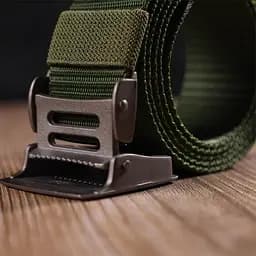 Міцний чоловічий ремінь з металевою пряжкою з текстилю 20595 Vintage зелений 110 см - мініатюра 7